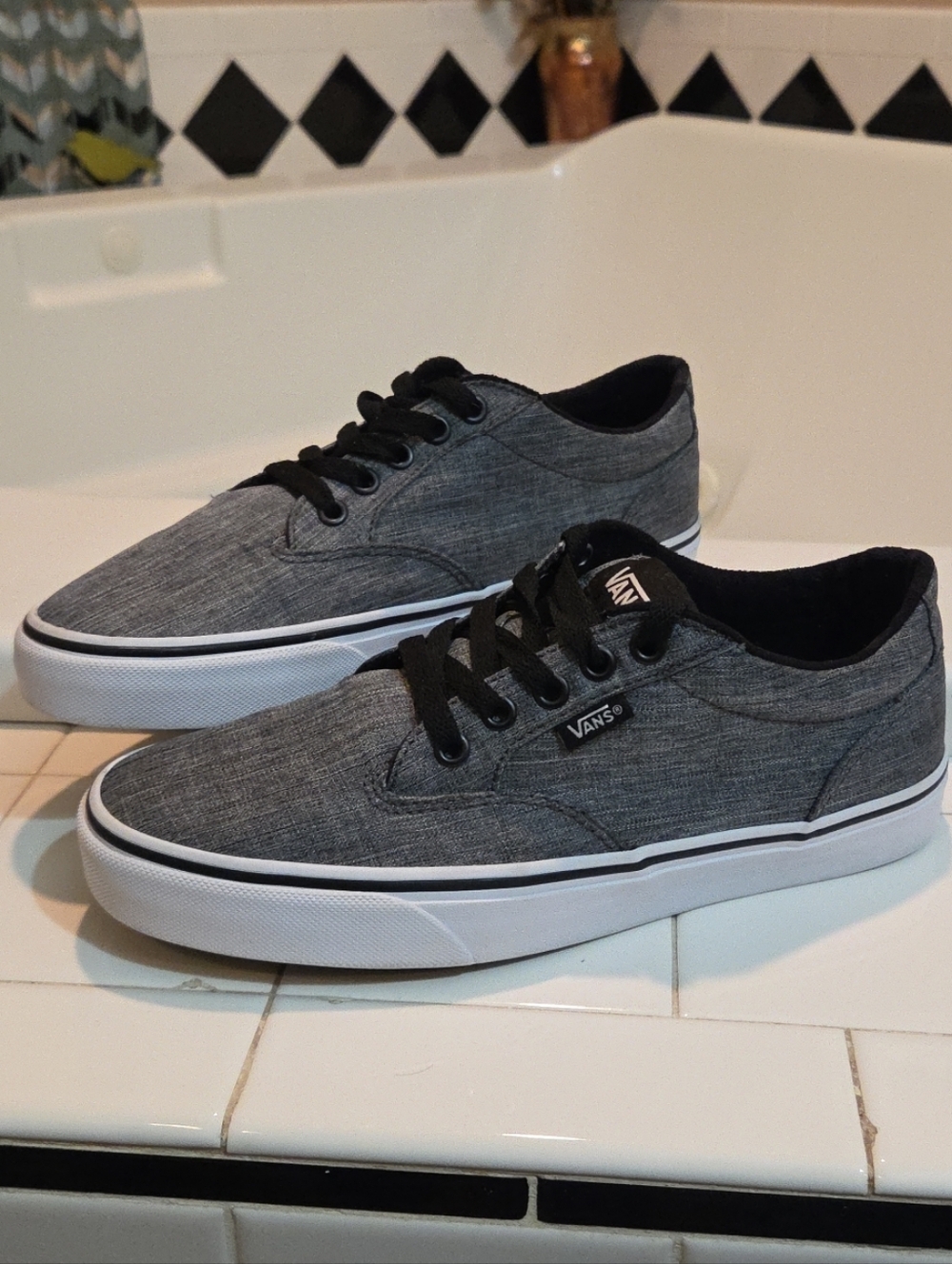 Vans Men's Atwood Rock Shoes Size 7 Textile Heathered Gray White 500714